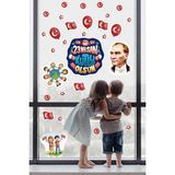 İstisna 23 Nisan Çocuk Bayramı Atatürk Cam Duvar Süsleme 29 Parça Okul Anaokulu Stickerları Etiket Seti - 1 - Çok Renkli