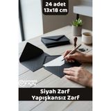 İstisna 24 Adet Siyah Zarf 13X18 cm Mektup Kartpostal Davetiye Zarfı