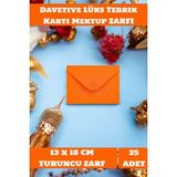 İstisna 25 Adet 13X18 cm Turuncu Zarf Davetiye Lüks Tebrik Kartı Mektup Mühür Cüzdan Büyük Düğün Zarfı - Renkli - Standart