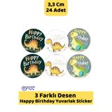 İstisna 3 Farklı Desen Happy Birthday Yuvarlak Desenli Olsun Sticker Çıkartma Seti Etiketi