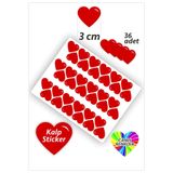İstisna 36 Adet Kalp Etiket Kırmızı Renk 3 Cm Kalp Temalı Sticker Seti