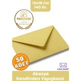 İstisna 50 Adet Akasya Sarı Zarf Pantone Yılın Renkleri 140 Gr. 13X18 cm Kendinden Yapışkanlı Zarf Hediye Doğum Günü Dilekleri Düğün Para Davetiye Mektup Kartpostal Zarfı