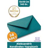 İstisna 50 Adet Aleksandrit Yeşil Zarf Pantone Yılın Renkleri 140 Gr. 13X18 cm Kendinden Yapışkanlı Zarf Hediye Doğum Günü Dilekleri Düğün Para Davetiye Mektup Kartpostal Zarfı