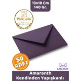 İstisna 50 Adet Amaranth Mor Zarf Pantone Yılın Renkleri 140 Gr. 13X18 cm Kendinden Yapışkanlı Zarf Hediye Doğum Günü Dilekleri Düğün Para Davetiye Mektup Kartpostal Zarfı