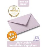 İstisna 50 Adet Cilalı Leylak Lila Zarf Pantone Yılın Renkleri 140 Gr. 13X18 cm Kendinden Yapışkanlı Zarf Hediye Doğum Günü Dilekleri Düğün Para Davetiye Mektup Kartpostal Zarfı