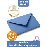 İstisna 50 Adet Marina Mavi Zarf Pantone Yılın Renkleri 140 Gr. 13X18 cm Kendinden Yapışkanlı Zarf Hediye Doğum Günü Dilekleri Düğün Para Davetiye Mektup Kartpostal Zarfı