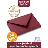 İstisna 50 Adet Şelalesi Bordo Zarf Pantone Yılın Renkleri 140 Gr. 13X18 cm Kendinden Yapışkanlı Zarf Hediye Doğum Günü Dilekleri Düğün Para Davetiye Mektup Kartpostal Zarfı