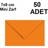 İstisna 50 Adet Turuncu Renkli Küçük Zarf 7x9 - Standart
