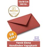 İstisna 50 Adet Yanık Siena Kırmızı Zarf Pantone Yılın Renkleri 140 Gr. 13X18 cm Kendinden Yapışkanlı Zarf Hediye Doğum Günü Dilekleri Düğün Para Davetiye Mektup Kartpostal Zarfı