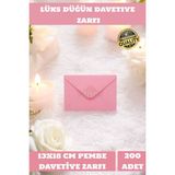 İstisna 500 Adet 13X18 cm Pembe Zarf Davetiye Lüks Tebrik Kartı Mektup Mühür Cüzdan Büyük Düğün Zarfı - Renkli - Standart