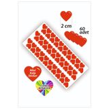 İstisna 60 Adet Kalp Etiket Kırmızı Renk 2 Cm Kalp Temalı Sticker Seti