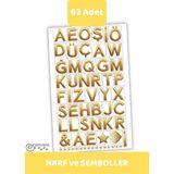 İstisna 62 Adet Alfabe Harfler Semboller Sticker Set Sticker Çıkartma Seti Etiketi - Çok Renkli