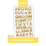İstisna 62 Adet Alfabe Harfler Semboller Sticker Set Sticker Çıkartma Seti Etiketi
