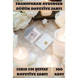 İstisna Aydınger Şeffaf Beyaz Transparan Zarf 100 Adet 13*18 cm Düğün Davetiyeleri ve El Sanatları Zarfı - Renkli - Standart
