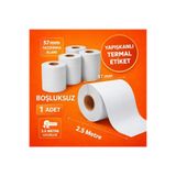 İstisna Barkod Etiketi Mini Termal Yazıcı Kağıdı Yapışkanlı Aralıksız 57 mm 2.5 Metre 1 Adet