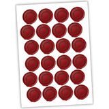 İstisna Çelenk Temalı Kırmızı Renk Yuvarlak Mühür Sticker Ürün Ambalaj Paket Düğün Davetiye Zarf Etiketi - 24 Adet - Çok Renkli