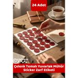 İstisna Çelenk Temalı Kırmızı Renk Yuvarlak Mühür Sticker Ürün Ambalaj Paket Düğün Davetiye Zarf Etiketi