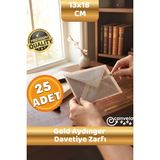 İstisna Premium Gold Aydınger Zarf 13X18 cm Şeffaf Zarf Transparan Zarf Düğün Davetiye Zarfı - 25 Adet - Şeffaf - Altın