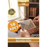 İstisna Premium Gold Aydınger Zarf 13X18 cm Şeffaf Zarf Transparan Zarf Düğün Davetiye Zarfı - 50 Adet - Şeffaf - Altın