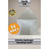 İstisna Premium Gümüş Aydınger Zarf 13X18 cm Şeffaf Zarf Transparan Zarf Düğün Davetiye Zarfı - 25 Adet - Şeffaf Gümüş
