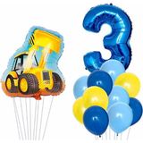 İstoç Parti Inşaat Kepçe Temalı Mavi Rakam Balon Seti Yaş 3
