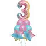 İstoç Parti Unicorn Folyo Balon Doğum Günü Seti 3 Yaş
