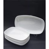 Istoç Türk 4 Adet Beyaz Melamin Kayık Tabak 28X18CM Büyük Boy Salata Tabağı Günlük Kullanıma Hesapl