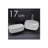 İstoç Türk 6 Adet Beyaz Melamin Kayık Tabak 17x12cm Ortaboy Salata Tabağı Günübirlik Hesaplı Oval Kare Servis