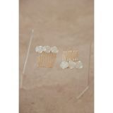 İstoria Bridal 2'li Gold Pin Toka, Nişan-Nikah Düğün Saç Aksesuarı, Gül Şeklinde İnci Tarak Toka (4 cm)
