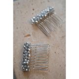 İstoria Bridal 2`li Gümüş Kristal Mini Tarak Toka, Nişan Tokası, Saç Aksesuarı