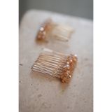 İstoria Bridal 2`li Mini Kristal Boncuklu Gold Tarak Toka, Düğün-nişan-nikah Saç Aksesuarı