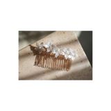İstoria Bridal Gold&Beyaz Çiçekli Nişan Tokası, Nişan Saç Aksesuarı, Çiçekli Tarak Toka, Saç Pini, Nikah Tokası