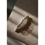 İstoria Bridal Gold&Beyaz İncili Nişan Tokası, Nişan Saç Aksesuarı, İncili Tarak Toka, Saç Pini, Nikah Tokası