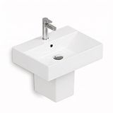 Isvea Sistema Z Kare Lavabo 50 X 42 Cm + Yarım Ayak Seti Batarya Delikli Beyaz | Isv.36.08.03.01