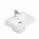 Isvea Sistema Z Kare Lavabo 60 X 42 Cm + Yarım Ayak Seti Batarya Delikli Beyaz | Isv.36.08.03.02