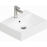 ISVEA Sistema Z Tezgah Üstü Kare Lavabo 50x42 cm Slim Batarya Delikli Beyaz | 10SF50051