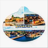 İsveç Stockholm Temalı Oval Magnet Buzdolabı Magneti