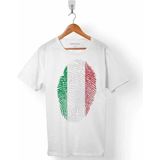 Italıan Flag Italya Bayrağı Logo Parmak Izi Erkek Tişört - Beyaz