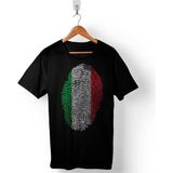 Italıan Flag Italya Bayrağı Logo Parmak Izi Erkek Tişört - Siyah