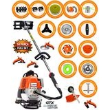 İtaly L-T500 G-Tec 14 Parça Full Set Sırt Tipi Benzinli Çalı Çim Biçme Tırpanı Güçlü Yüksek Performans