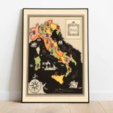 İtalya Haritası Sanatsal Duvar Dekorasyon Poster 60x90cm.