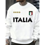 Italya Italyan Bayrağı Tasarım Kazak Erkekler Sonbahar Büyük Boy Spor Kazaklar Sokak Moda Giy - Beyaz - 5XL