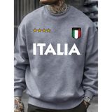 Italya Italyan Bayrağı Tasarım Kazak Erkekler Sonbahar Büyük Boy Spor Kazaklar Sokak Moda Giy - Gri - XL