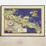 İtalya, Puglia Dekoratif şehir Haritası Posteri 60x90 cm AMC395
