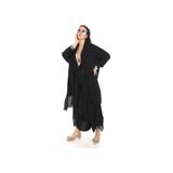 Italyan Büyük Beden Ipek Detaylı Oversize Kaftan & Bluz - Siyah - Standart