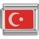 İtalyan Charm Bileklik Italyan Charm Türk Bayrağı - 9mm - Gümüş