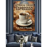 İtalyan Espresso Temalı Retro Reklam Posteri Dekoratif Kanvas - Mdf Ahşap Tablo