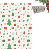 Italyan Hediye Paketleme Kağıdı, Çam Ev Çiçek Desenli Ambalaj Kağıdı, Beyaz NO:530F, 70X200 cm