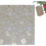 Italyan Hediye Paketleme Kağıdı, Kraft Çiçek Yaprak Desenli Ambalaj Kağıdı, Altın, NO-704G, 70X200CM