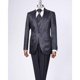 İtalyan kesim slim fit ceket yelek pantolon damatlık set siyah T12522 - 58